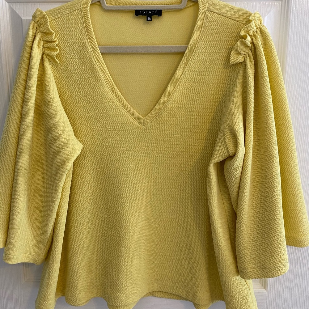 1. State Yellow V-Neck Ruffle Sleeve Top